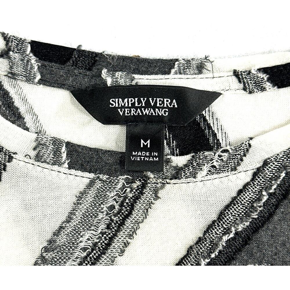 Simply Vera Vera Wang Womens Medium Geometric Striped Top Asymmetrical Hem Boho - Picture 7 of 9